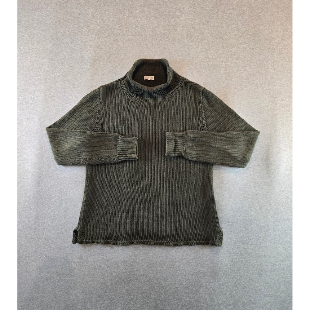 Quaker Marine Supply Sweater Womens Medium Olive Green Roll-Neck Ribbed Cotton